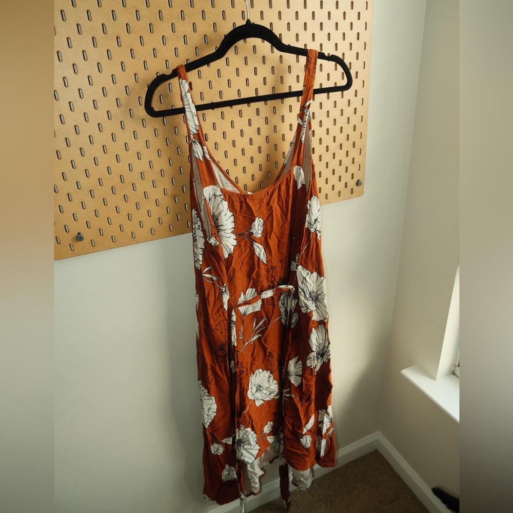 Ava and Viv burnt orange tank dress with tie waist.